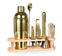 Esmula Lot de 12 shakers à cocktail, en acier inoxydable, 750 ml, pour barman, professionnel, pour la maison, avec livret de recettes de cocktail (doré)