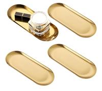 Esmula Lot de 4 Plateaux dorés, Plateau de Service 30 x 12 cm, Petit Plateau décoratif, Plateau doré, Plateau de Rangement, à Utiliser comme Bol à Fruits, Bol à Bijoux, Bol à Dessert