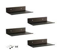 Esmula Pack de 4 Etagères Murales de Salle de Bain, Etagère Murale 20 cm en Métal Noir, Etagère Métallique Suspendue, Etagères Flottantes avec Trou et Vis pour Figurines Funko Pop, Collections