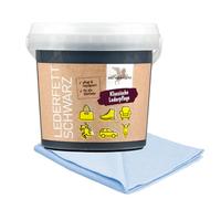 esnado Bense & Eicke Graisse pour cuir noir 500 ml + 1 chiffon microfibre - Soigne et imprégnée - Soin parfait pour le cuir lisse, les sièges de voiture, les vêtements de moto, les selles