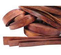 esnado Cordon de Cuir Plat | Largeur : 15 mm ; épaisseur : env. 2,5 mm - Marron Antique - 2 m | Cuir véritable - Tannage végétal | pour Bricolage | Fabrication de Bracelets, Bijoux, médiévaux