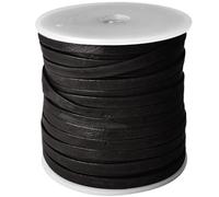 Esnado Cordon de Cuir Plat | Largeur 4 mm, épaisseur 1 mm | Longueur : 5 m | Couleur : Noir | Cuir véritable - Tannage végétal | pour Bricolage | Fabrication de Bijoux