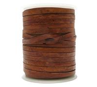 esnado Cordon de Cuir Plat | Largeur : 6 mm | Épaisseur : 1,5 mm | Couleur : Marron Antique | Longueur : 5 mètres en Cuir véritable - Tannage végétal | pour l'artisanat