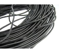 esnado Cordon en cuir rond - 4 mm - Longueur : 3 m - Noir - Pour la fabrication de bijoux, les projets de bricolage et les loisirs créatifs