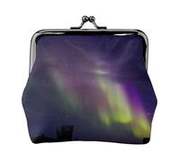 ESNAIUVCD Aurora Polaris Portefeuille en cuir avec fermeture à glissière et cadre en fer pour femme