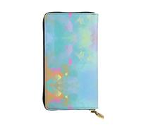 ESNAIUVCD Beau fond abstrait imprimé cuir véritable femmes hommes portefeuilles multi-fonctions, fermeture éclair autour de grand sac à main de voyage téléphone portable long porte-monnaie