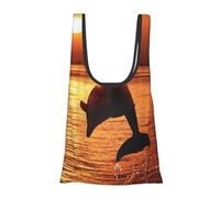 ESNAIUVCD Beau imprimé coucher de soleil réutilisable, pliable, lavable sacs d'épicerie pliables dans une pochette, sac fourre-tout écologique, sac de courses quotidien