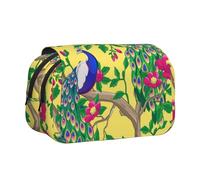 ESNAIUVCD Beau sac à stylos double couche imprimé paon, convient pour les garçons, les filles et les adultes, cette trousse de bureau avec compartiment, Noir , Taille unique, Trousse de beauté