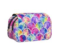 ESNAIUVCD Belle trousse à stylos double couche avec imprimé sirène aux couleurs de l'arc-en-ciel, convient pour les garçons, les filles et les adultes, cette trousse de bureau avec compartiment design
