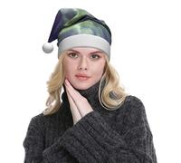 ESNAIUVCD Bonnet de Père Noël imprimé aurore pour adulte en peluche douce pour Noël, Nouvel An, fournitures de fête