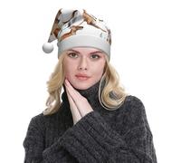 ESNAIUVCD Chapeau de Père Noël imprimé kangourou amusant pour adulte en peluche douce pour Noël, Nouvel An, fête festive