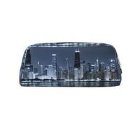ESNAIUVCD Chicago Grande trousse à crayons avec imprimé réfléchissant et fermeture éclair - Trousse multifonction pour le travail et le maquillage, Argenté., Taille unique, Trousse de beauté