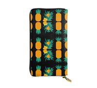 ESNAIUVCD Cinq différents ananas en cuir véritable pour femmes, hommes, portefeuilles, multi-fonctions, fermeture éclair, grand sac à main de voyage pour téléphone portable