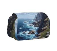 ESNAIUVCD Cliff Coast Trousse à stylos double couche imprimée de grande capacité, adaptée pour les garçons, les filles et les adultes, cette trousse de bureau avec compartiment
