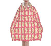 ESNAIUVCD Couverture à capuche surdimensionnée avec imprimé ananas - Couverture portable en flanelle pour adulte, unisexe et adulte, sweat-shirt à capuche confortable et moelleux, Noir , 280g flannel