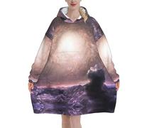 ESNAIUVCD Couverture à capuche surdimensionnée avec imprimé nuage galaxie - Couverture portable en flanelle pour adulte, unisexe et adulte, sweat-shirt à capuche confortable et moelleux, Noir , 280g