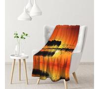 ESNAIUVCD Couverture de lit en flanelle douce et confortable avec imprimé reflet de guitare de lac pour filles, enfants, adultes, canapé, voyage, 102 x 76 cm