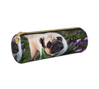 ESNAIUVCD DOD in The Garden - Trousse cylindrique en cuir avec fermeture éclair - Cuir synthétique de qualité supérieure - Multifonctionnel - Convient pour les étudiants - Blanc - Taille unique,