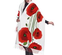 ESNAIUVCD Écharpe en cachemire imprimé fleurs de coquelicot - Châle pashmina étole pour femme, écharpes d'hiver pour femmes, grand emballage, cadeaux pour femmes, Noir , Taille unique