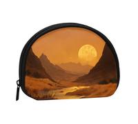 ESNAIUVCD Golden Desert Sunset Print Mini sac de rangement portable en forme de coquillage pour pièces de monnaie