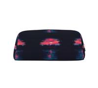 ESNAIUVCD Grand sac à crayons avec fermeture éclair et motif arbres réflexions du lac spatial - Trousse multifonction pour le travail et le maquillage, Argenté., Taille unique, Trousse de beauté