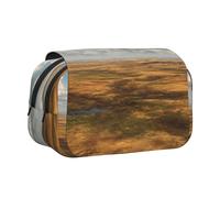 ESNAIUVCD Grand sac à stylos double couche imprimé prairie, convient pour les garçons, les filles et les adultes, cette trousse de bureau avec compartiment