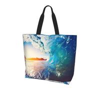 ESNAIUVCD Grand sac fourre-tout pour femme avec imprimé coucher de soleil, mer, surf, plage, voyage, travail, shopping
