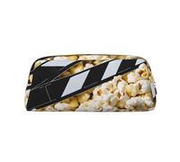 ESNAIUVCD Grande trousse à crayons avec fermeture éclair et imprimé de film cinéma et pop-corn - Trousse multifonction pour le travail et le maquillage, doré, Taille unique, Trousse de beauté