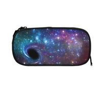 ESNAIUVCD Grande trousse à crayons avec fermeture éclair et imprimé galaxie - Durable - Multifonctionnelle - Pour l'école, l'université, le bureau - Pour adultes, filles et garçons, Noir , One Size