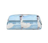 ESNAIUVCD Grande trousse à crayons avec fermeture éclair et imprimé « Girl on a Windy Beach » - Pour le travail et les voyages - Multifonctionnelle, doré, Taille unique, Trousse de beauté