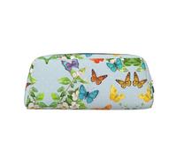 ESNAIUVCD Grande trousse à crayons avec fermeture éclair et imprimé papillons volants - Trousse multifonction pour le travail et le maquillage, Argenté., Taille unique, Trousse de beauté
