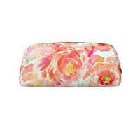 ESNAIUVCD Grande trousse à crayons avec fermeture éclair et imprimé pivoine pêche - Trousse multifonction pour le travail et le maquillage, Argenté., Taille unique, Trousse de beauté