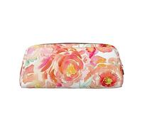 ESNAIUVCD Grande trousse à crayons avec fermeture éclair et imprimé pivoine pêche - Trousse multifonction pour le travail et le maquillage, doré, Taille unique, Trousse de beauté