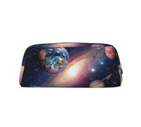 ESNAIUVCD Grande trousse à crayons avec fermeture éclair et imprimé planète - Trousse multifonction pour le travail et le maquillage, Argenté., Taille unique, Trousse de beauté