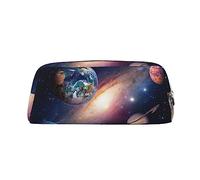 ESNAIUVCD Grande trousse à crayons avec fermeture éclair et imprimé planète - Trousse multifonction pour le travail et le maquillage, doré, Taille unique, Trousse de beauté
