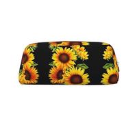 ESNAIUVCD Grande trousse à crayons avec fermeture éclair et imprimé tournesol d'été - Trousse multifonction pour le travail et le maquillage, doré, Taille unique, Trousse de beauté
