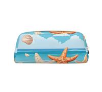 ESNAIUVCD Grande trousse à crayons avec fermeture éclair et motif coquillages sable - Trousse multifonction pour le travail et le maquillage, doré, Taille unique, Trousse de beauté