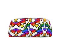 ESNAIUVCD Grande trousse à crayons avec fermeture éclair et motif cœurs de la Gay Pride arc-en-ciel - Multifonctionnelle - Pour le travail et les voyages, doré, Taille unique, Trousse de beauté