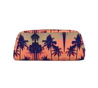 ESNAIUVCD Grande trousse à crayons avec fermeture éclair et motif palmier d'été - Pour le travail, les voyages - Trousse à crayons multifonction, Argenté., Taille unique, Trousse de beauté