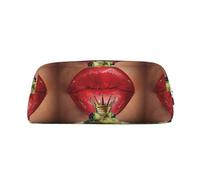 ESNAIUVCD Grande trousse à crayons avec fermeture éclair Motif lèvres rouges « Getting Ready to Kiss A Frog », Argenté., Taille unique, Trousse de beauté