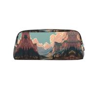ESNAIUVCD Grande trousse à crayons avec fermeture éclair - Motif montagnes et rivières - Pour le travail et les voyages - Multifonctionnelle, doré, One Size, Trousse de beauté