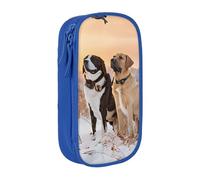 ESNAIUVCD Grande trousse à crayons avec imprimé faisan attrapant un chien, pour les pièces de monnaie, les clés, les cartes, les enfants, les garçons, l'école, le bureau, bleu, Taille unique, Trousse