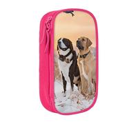 ESNAIUVCD Grande trousse à crayons avec imprimé faisan attrapant un chien, pour les pièces de monnaie, les clés, les cartes, les enfants, les garçons, l'école, le bureau, rose, Taille unique, Trousse