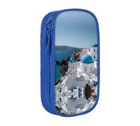 ESNAIUVCD Grande trousse à crayons avec imprimé Maison Blanche Grèce pour enfants, garçons, école, bureau, bleu, One Size, Trousse de beauté