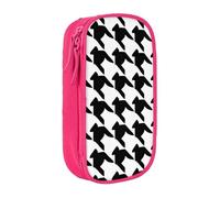ESNAIUVCD Grande trousse à crayons avec imprimé pied-de-poule noir pour enfants, garçons, école, bureau, rose, Taille unique, Trousse de beauté