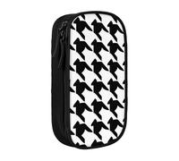 ESNAIUVCD Grande trousse à crayons avec imprimé pied-de-poule noir pour enfants, garçons, école, bureau, Noir , Taille unique, Trousse de beauté