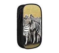 ESNAIUVCD Grande trousse à crayons avec motif zèbre imprimé hippodrome pour enfants, garçons, école, bureau, Noir , Taille unique, Trousse de beauté