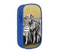 ESNAIUVCD Grande trousse à crayons avec motif zèbre imprimé hippodrome pour enfants, garçons, école, bureau, bleu, Taille unique, Trousse de beauté