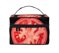 ESNAIUVCD Grande trousse de toilette à imprimé tranche de tomate pour femme, Noir , Taille unique, Trousse de beauté