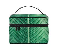 ESNAIUVCD Grande trousse de toilette d'été avec imprimé feuilles tropicales pour femme, Noir , Taille unique, Trousse de beauté